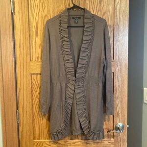 Style & Co Brown Ruffle Jacket Large